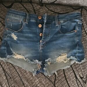 American Eagle Outfitters Blue Jean Shorts Distressed Style